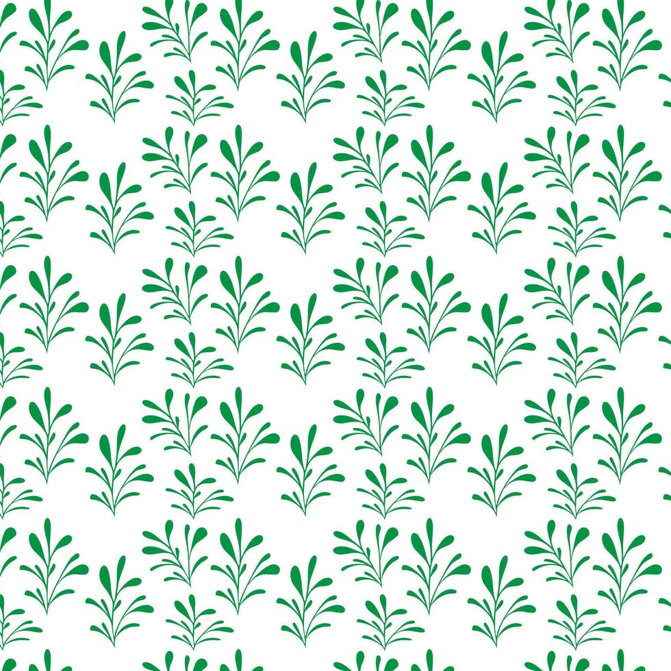 hand draw floral seamless pattern of green leaves Spring Blossom Vector Design on a white background