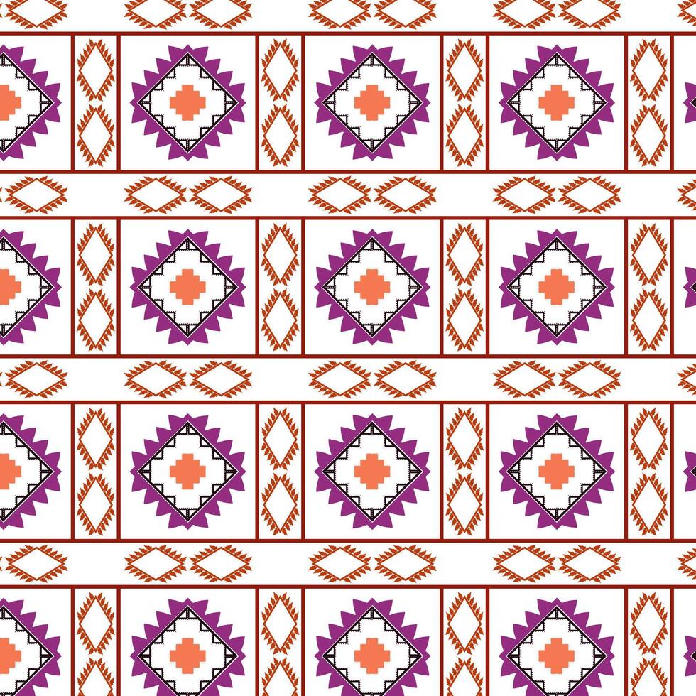 Tribal traditional fabric batik ethnic of ikat floral seamless pattern of green leaves Spring geometric repeating Vector Design on a white background