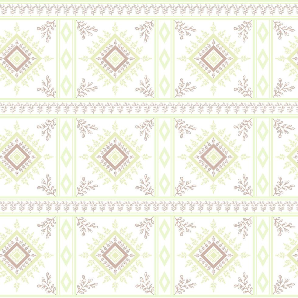 Tribal traditional fabric batik ethnic. ikat floral seamless pattern leaves geometric repeating Vector Design on a white background