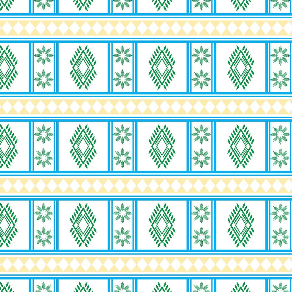 tribal tradicional tela batik étnico de ikat floral sin costura modelo de verde hojas primavera florecer vector diseño en un blanco fondo, cortina, alfombra, fondo de pantalla, ropa, envase, batik, vector