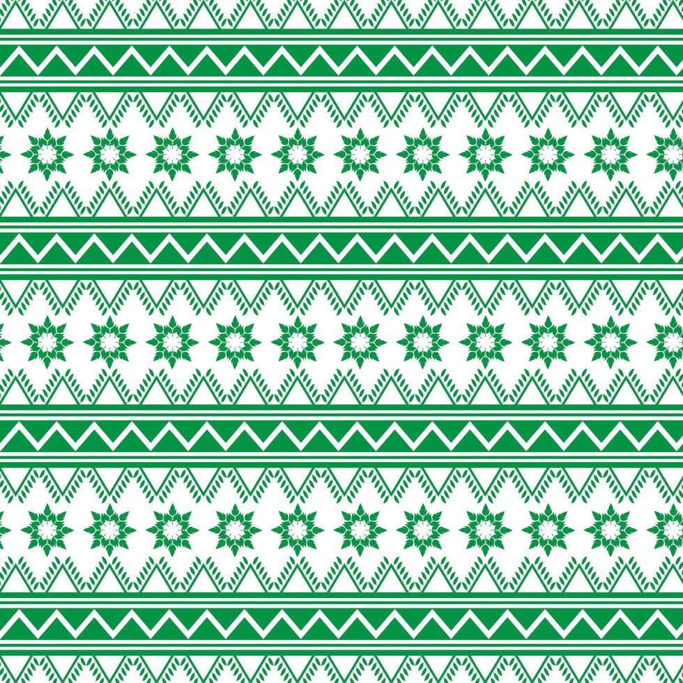 tribal tradicional tela batik étnico de ikat floral sin costura modelo de verde hojas primavera florecer vector diseño en un blanco fondo, cortina, alfombra, fondo de pantalla, ropa, envase, batik, vector