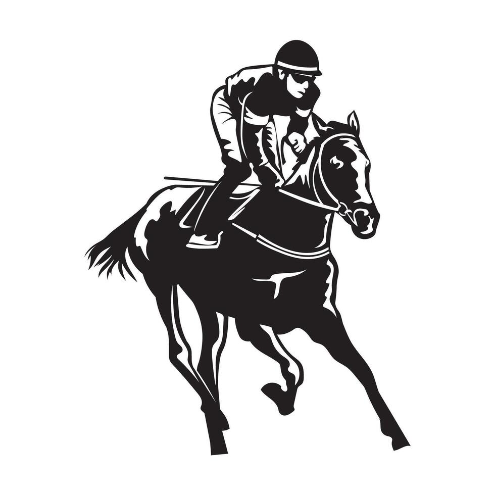 A jockey races his horse, suitable for the logo of a racing club, stable and training, as well as horse racing events vector
