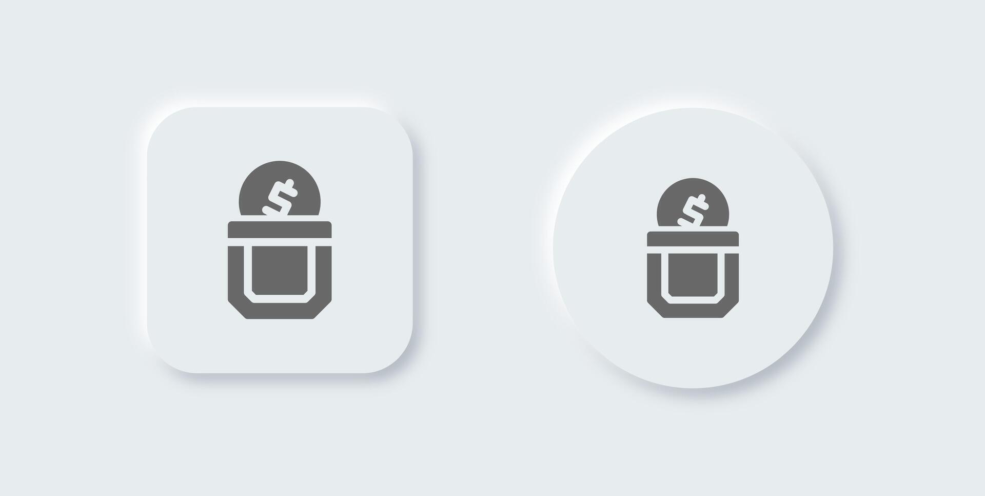 Pocket solid icon in neomorphic design style. Savings wealth signs vector illustration.