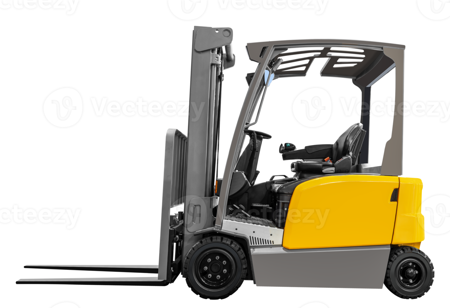 Side view yellow electric forklift png