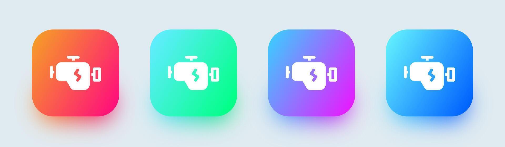 Engine solid icon in square gradient colors. Machine signs vector illustration.