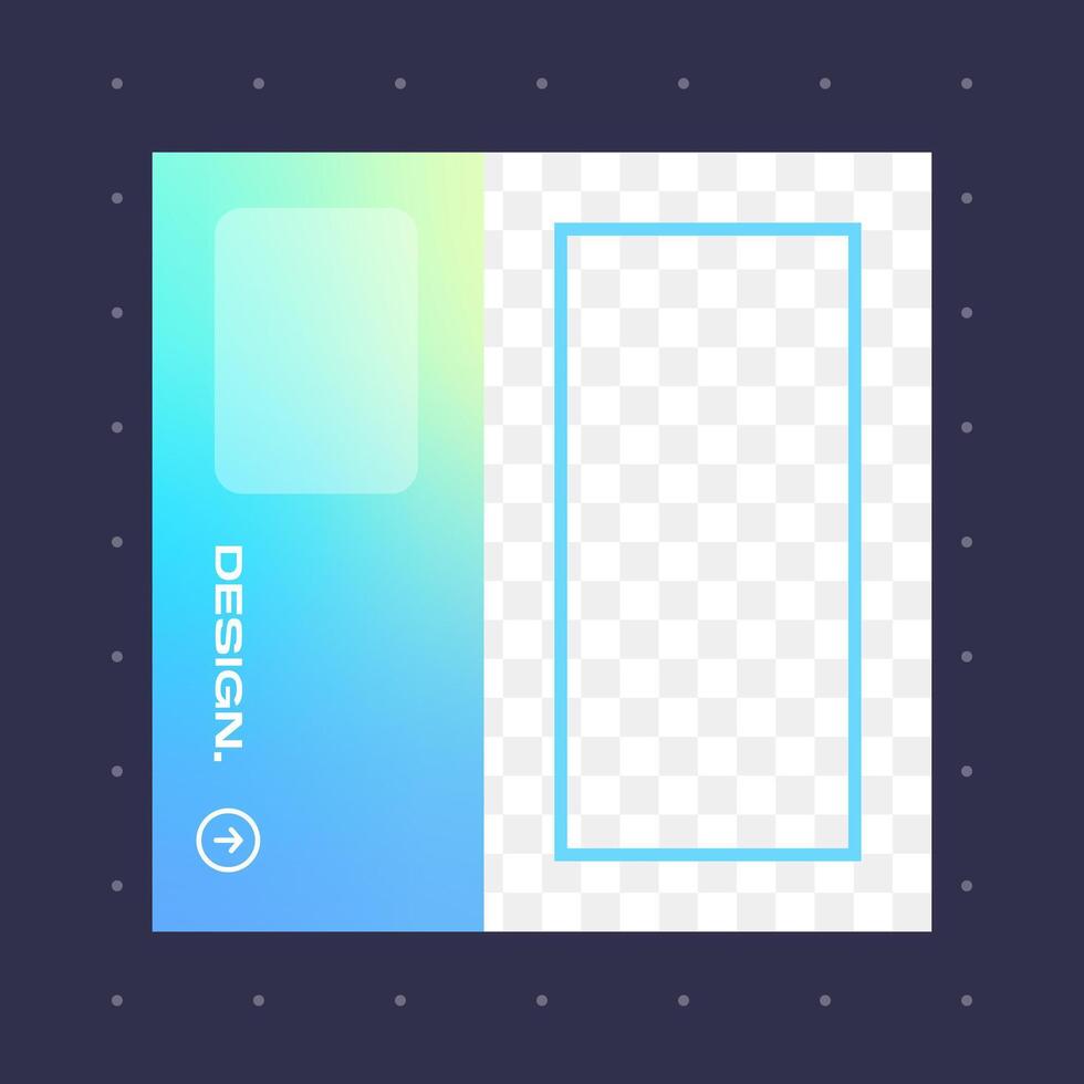 Colorful square gradient background. Social media frame vector illustration.