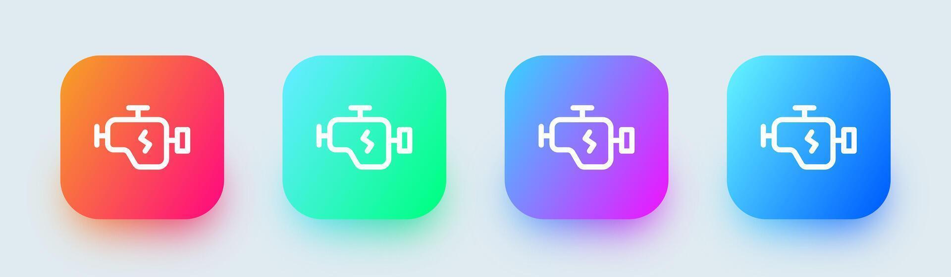 Engine line icon in square gradient colors. Machine signs vector illustration.