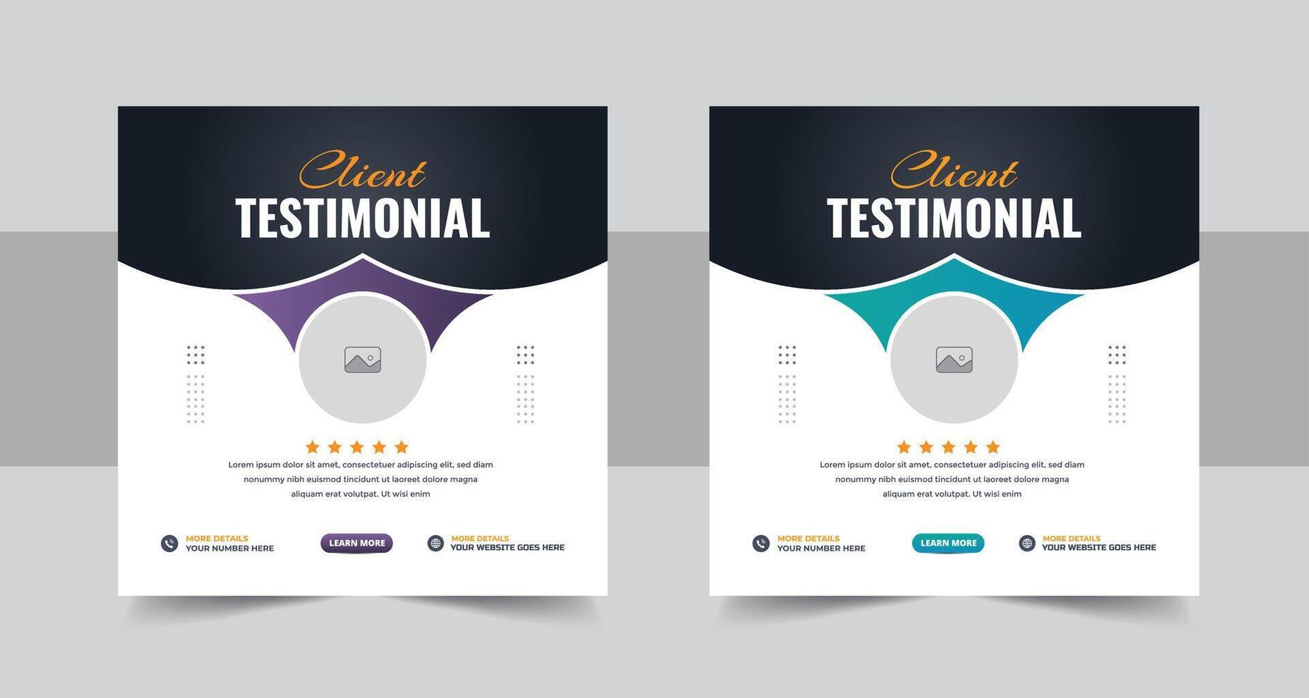 Customer feedback testimonial social media post web banner template. client testimonials social media post banner design vector