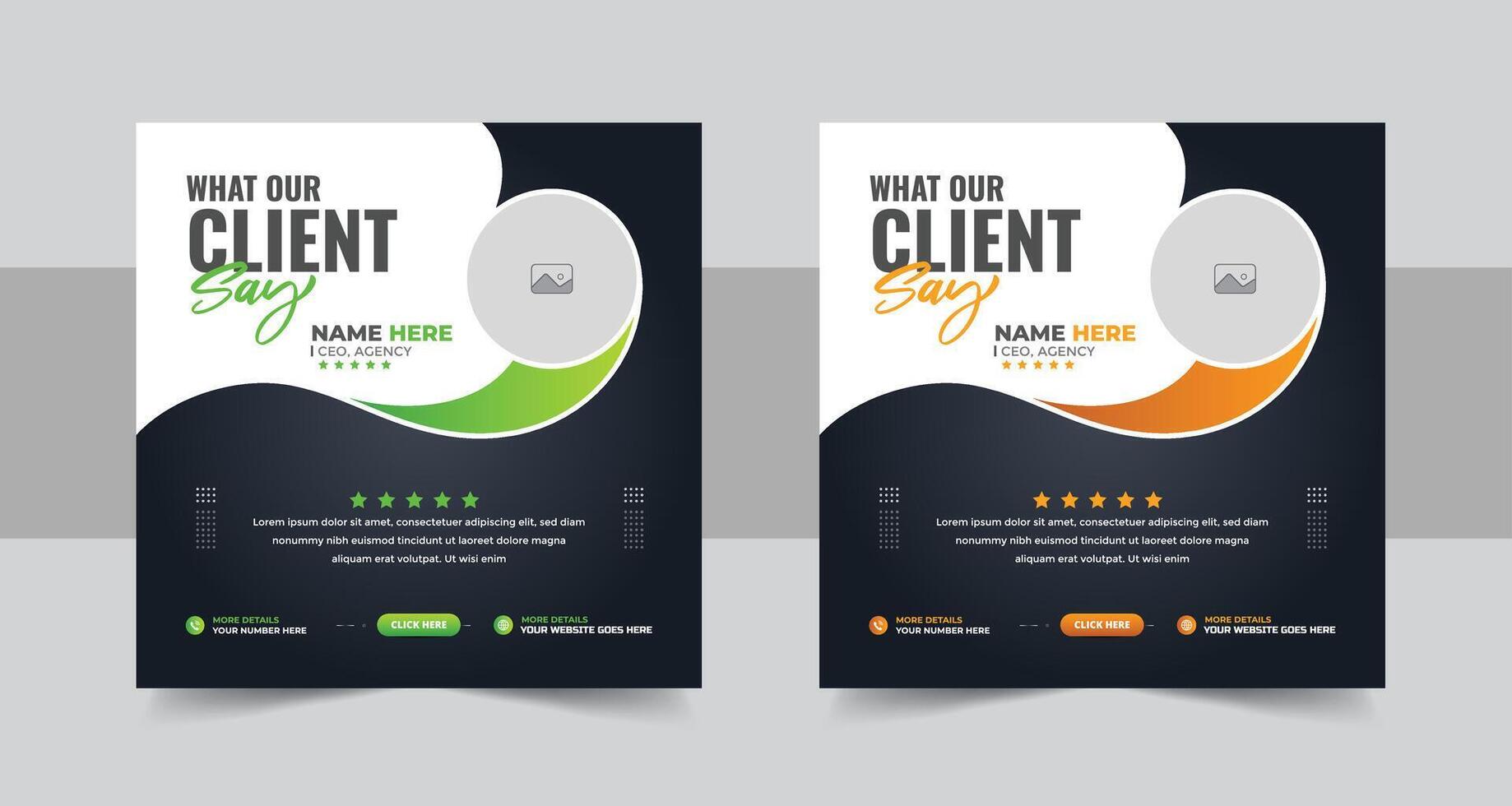 client feedback social media post banner set. Customer feedback testimonial social media post web banner template. client testimonials social media post banner design template vector