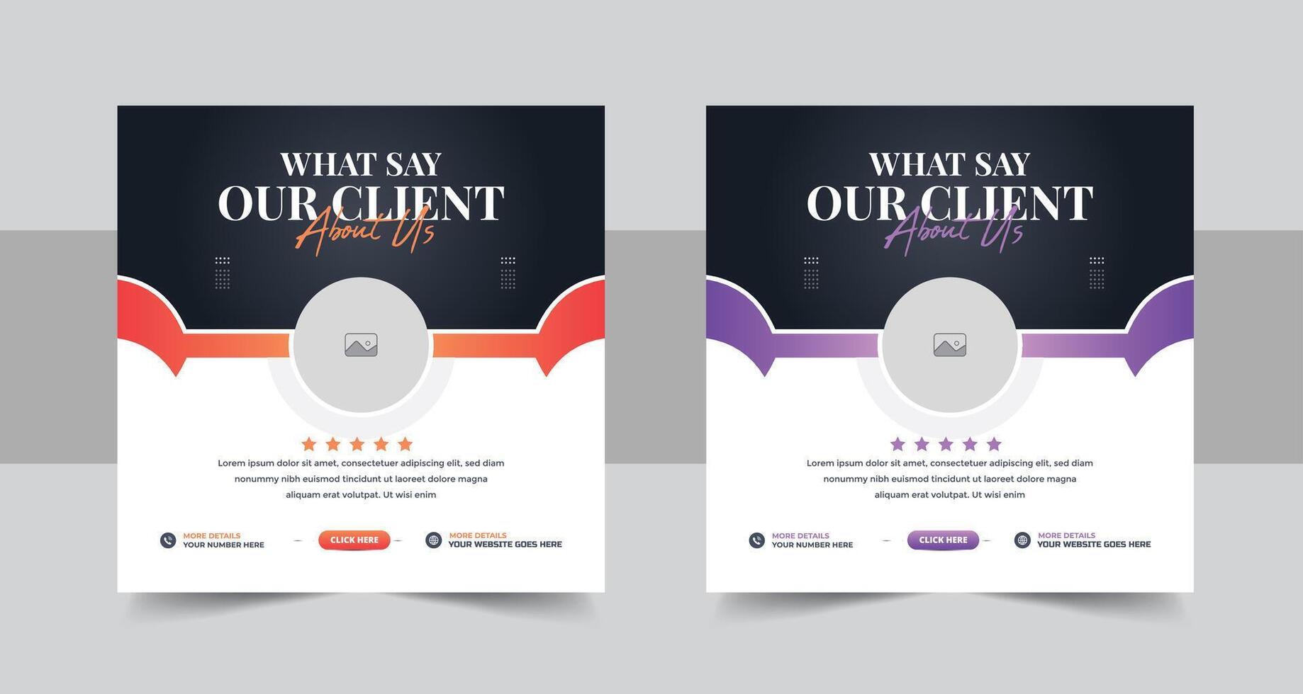 Client testimonials or customer feedback social media post web banner template, Customer service client feedback review social media post vector