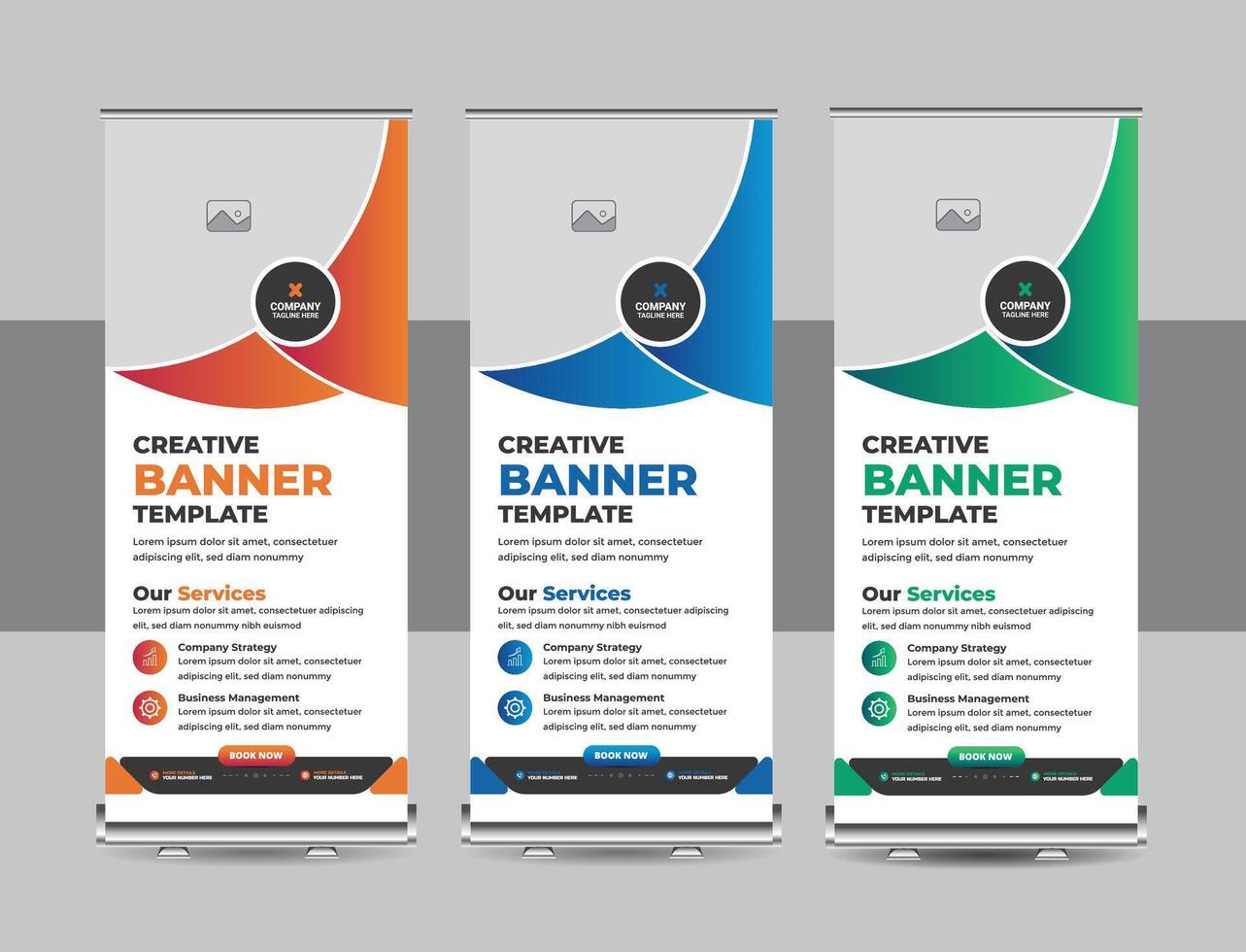 Roll up banner design template or Modern standee, flag banner, pull up design for print media. Business Roll Up. Standee Design. Banner Template vector