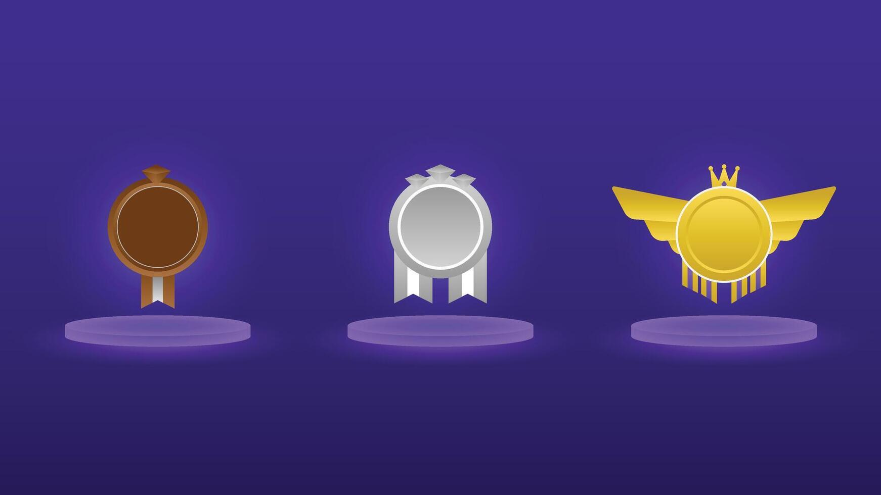 Game rank badge set with podium vector