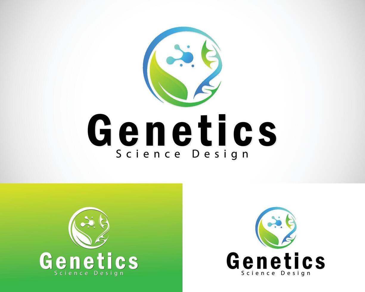 genetics logo creative DNA nature leave molecule science lab design concept vector