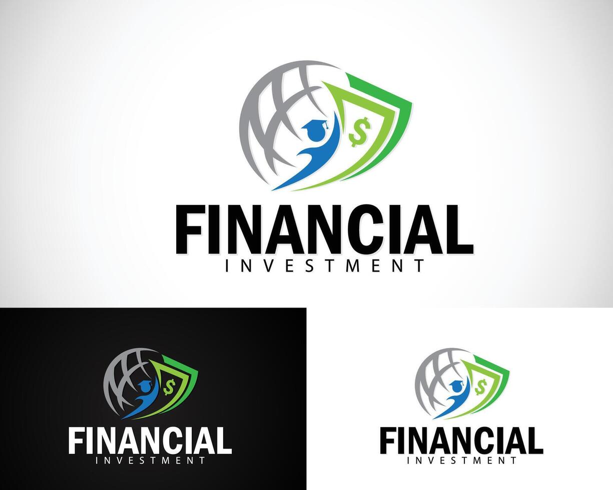 world financial logo creative invest money globe design concept business growth market vector