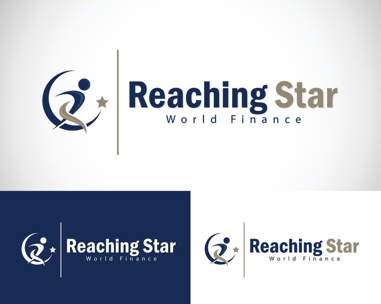 reaching star logo creative world financial design concept athletic sport yoga vector