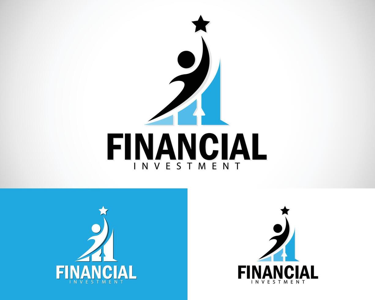 financial logo creative design concept market growth business symbol arrow investment reaching star vector