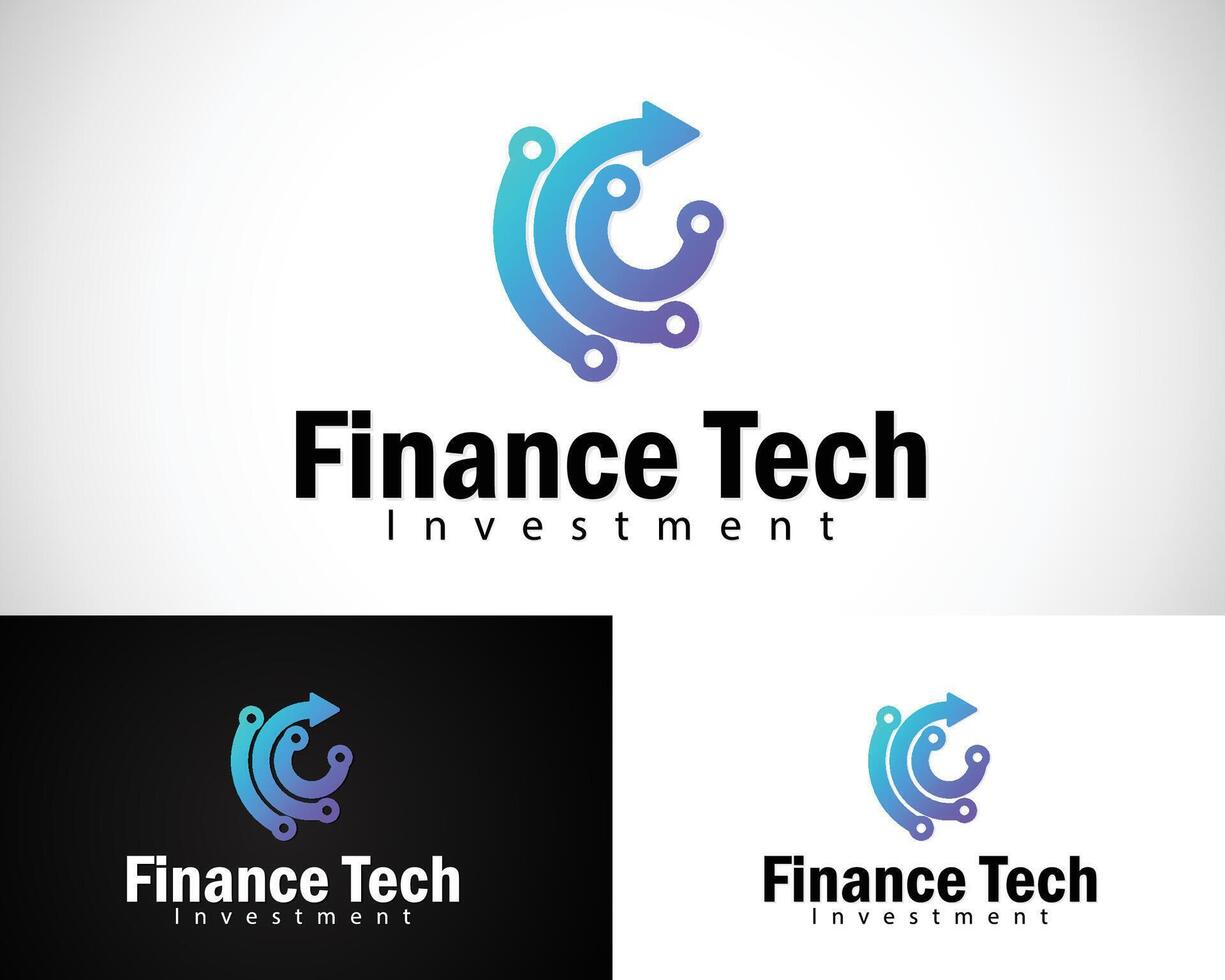 financial tech logo creative growth business network connect design concept vector