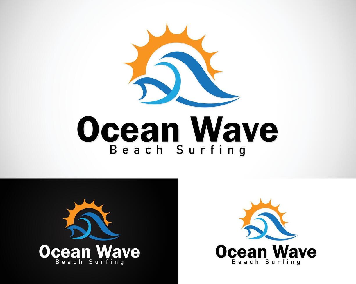 ocean wave logo creative sun design concept beach vector