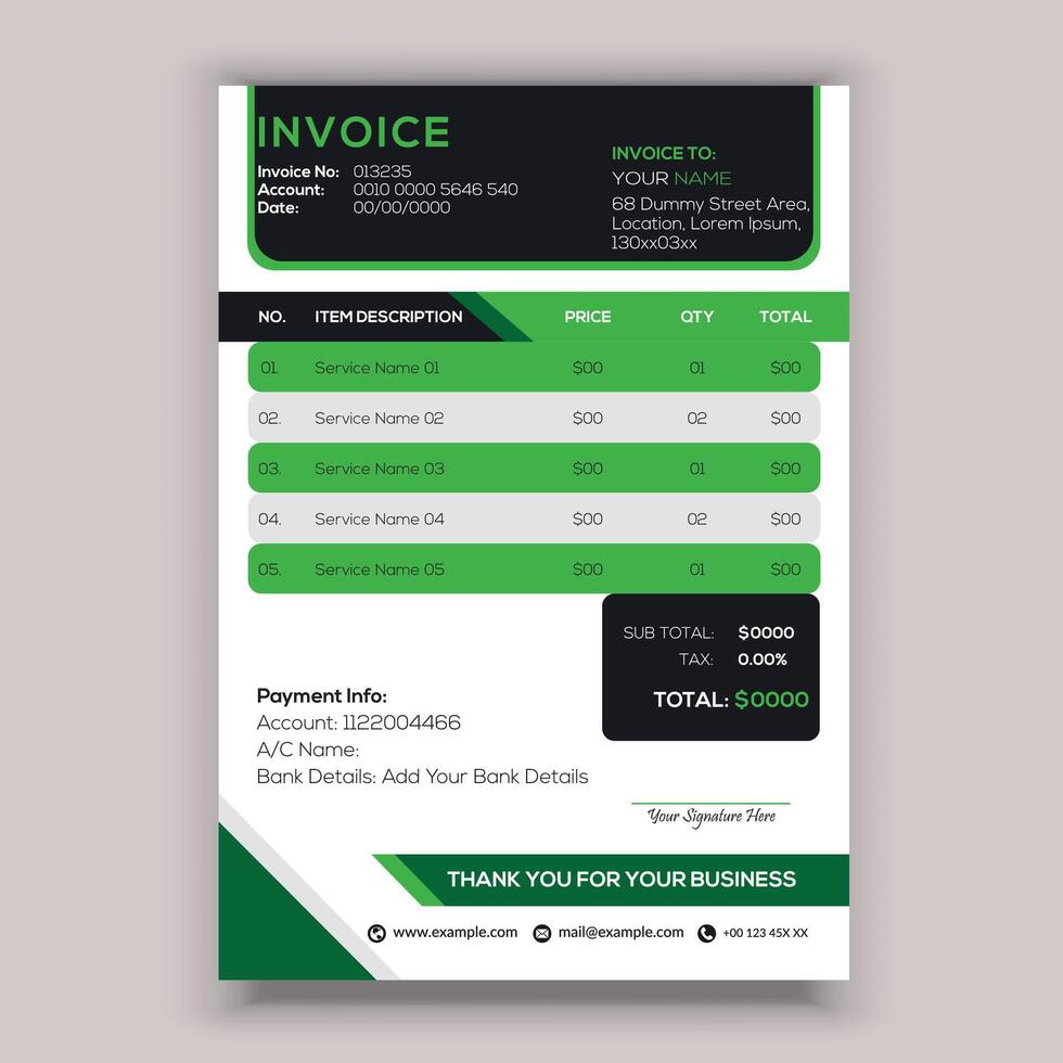 Business corporate creative invoice template. Business invoice for your business. vector
