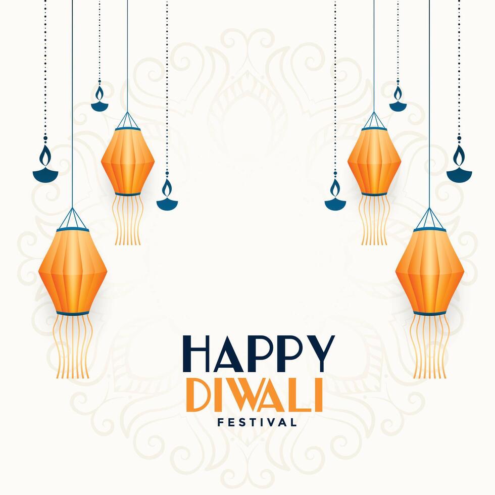 contento diwali lamparas y diya decoración antecedentes vector