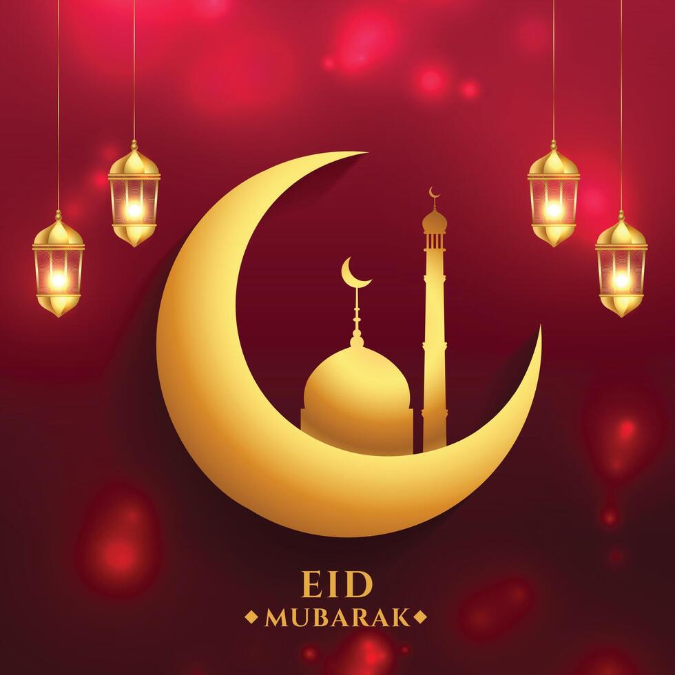 brillante eid Mubarak evento antecedentes con islámico decoración vector