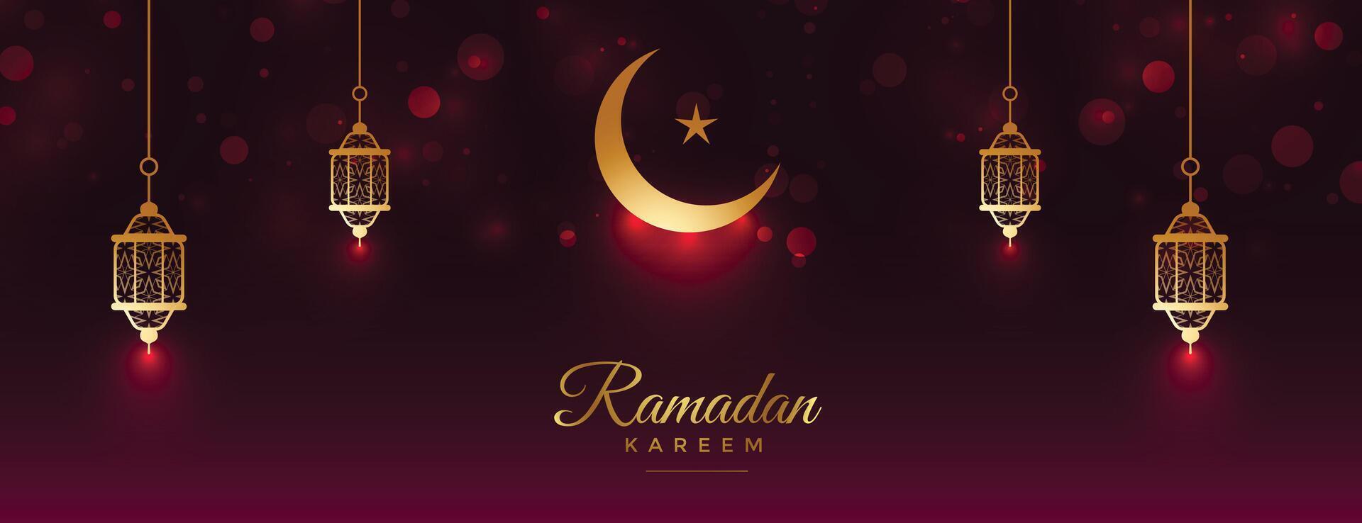 realistic eid mubarak and ramadan kareem banner design vector