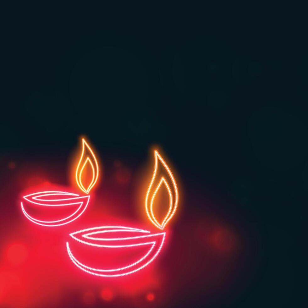 neon style diya design background vector