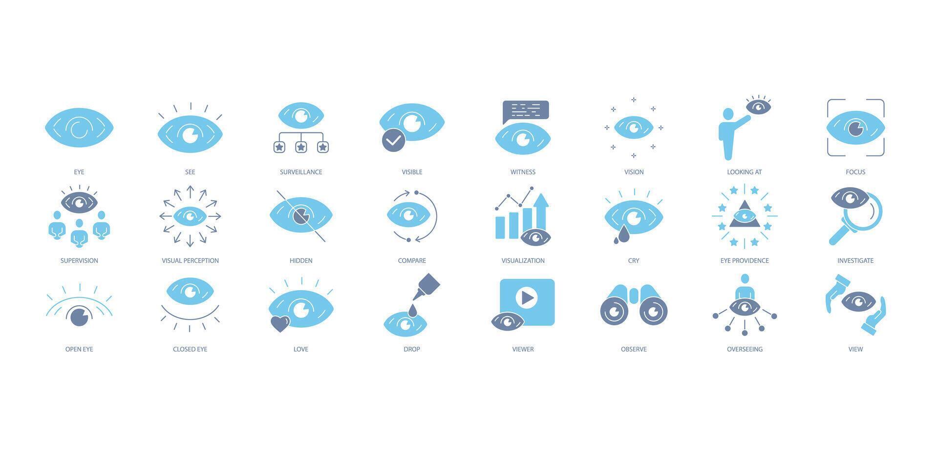 Eye icons set. Set of editable stroke icons.Vector set of Eye vector