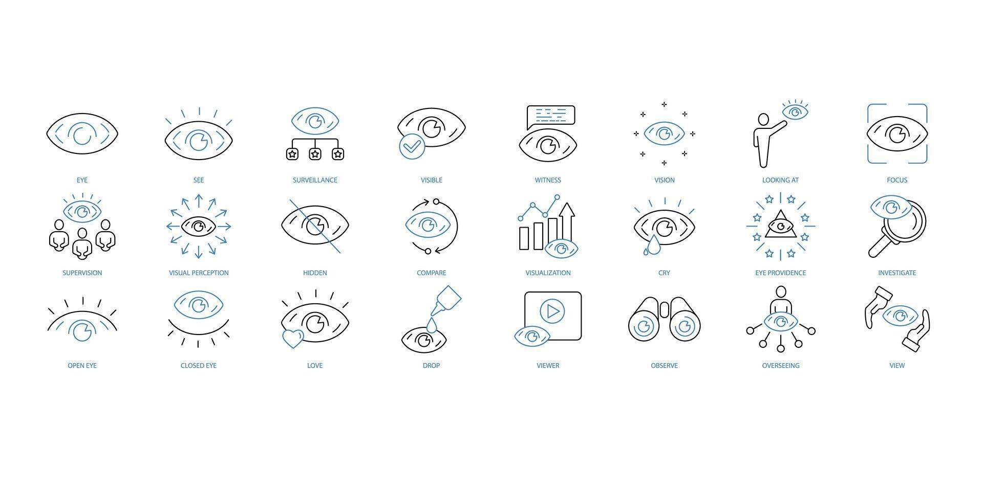 Eye icons set. Set of editable stroke icons.Vector set of Eye vector