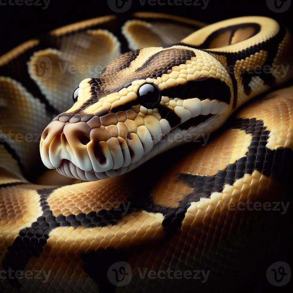 AI generated Snake, cobra, isolated on black background. Reptiles in nature. photo