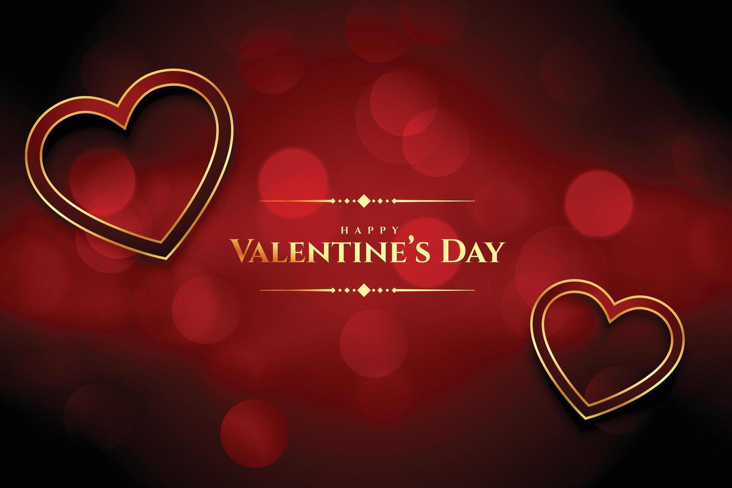 elegant valentine's day bokeh  background with two hearts vector