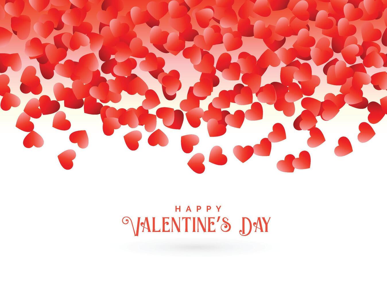 contento San Valentín día saludo tarjeta diseño con que cae rojo corazones vector