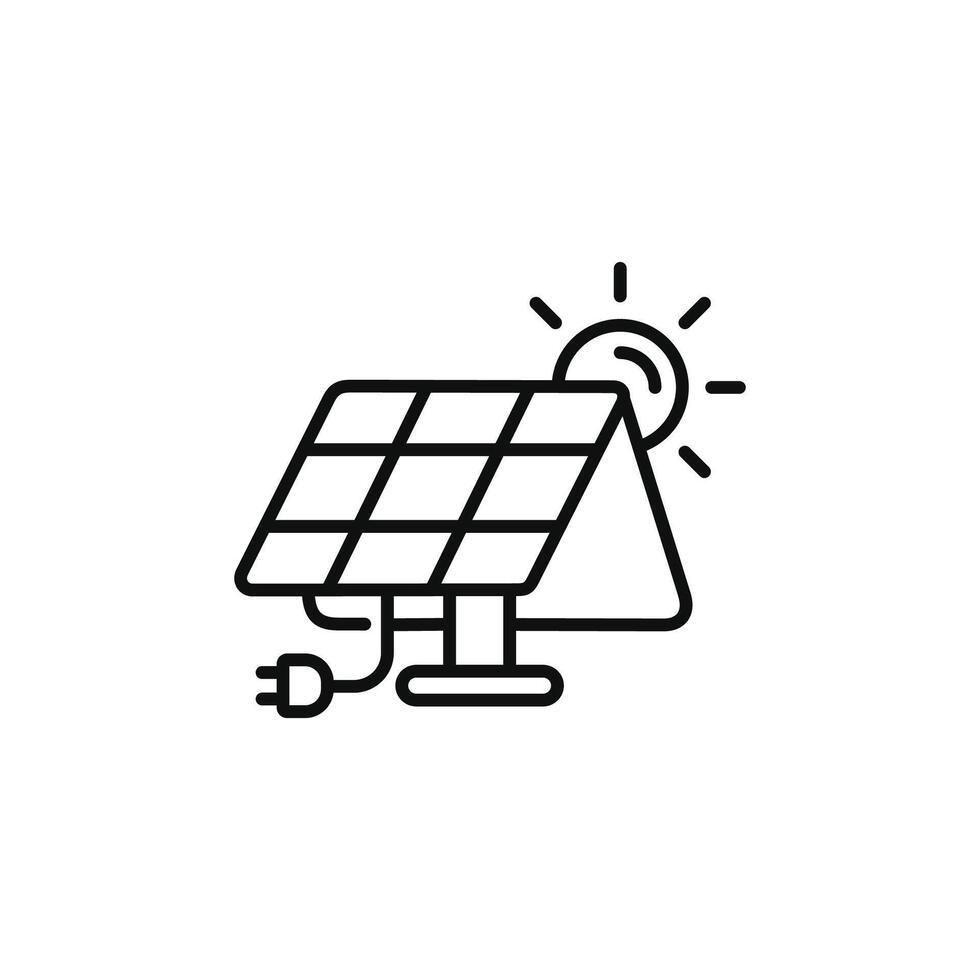 Solar panel line icon isolated on white background vector