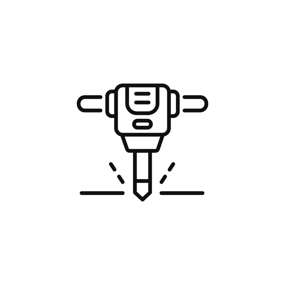 Jackhammer line icon isolated on white background vector