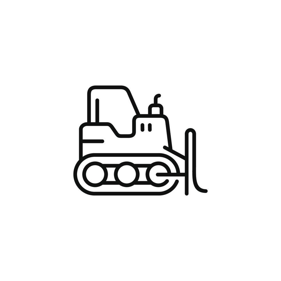 Bulldozer line icon isolated on white background vector