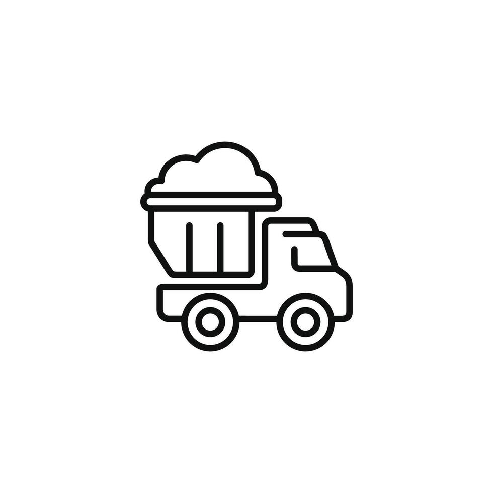 Dump truck line icon isolated on white background vector