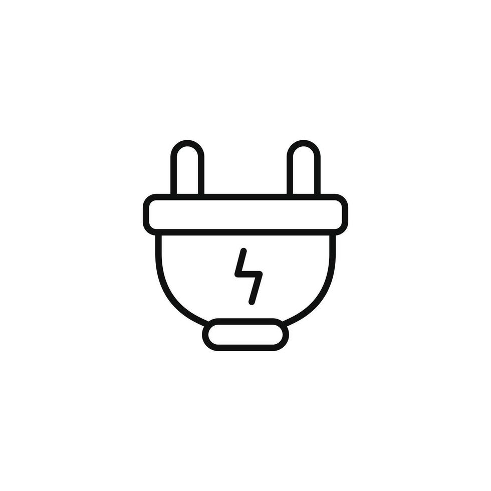 Electric plug line icon isolated on white background vector