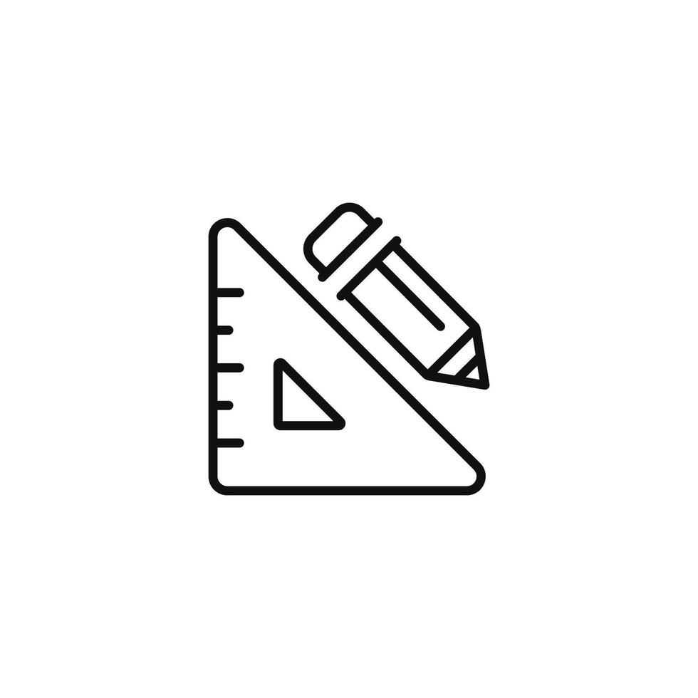 Pencil and ruler line icon isolated on white background vector