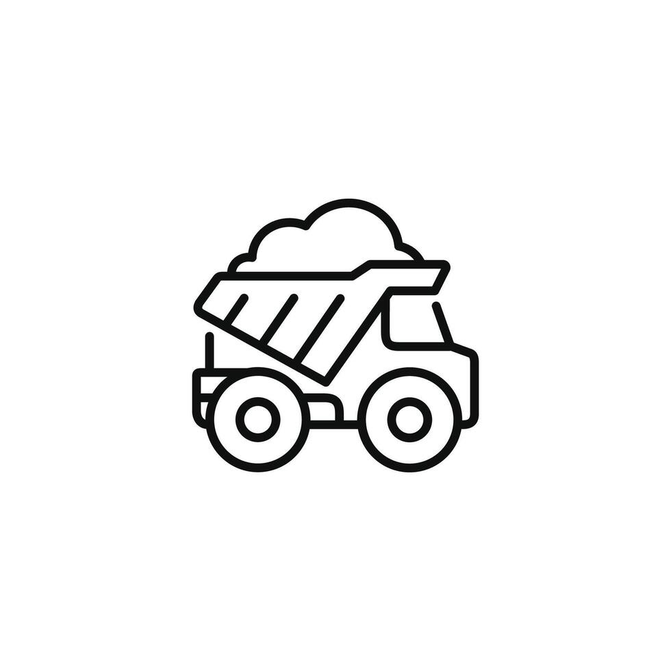 Dump truck line icon isolated on white background vector