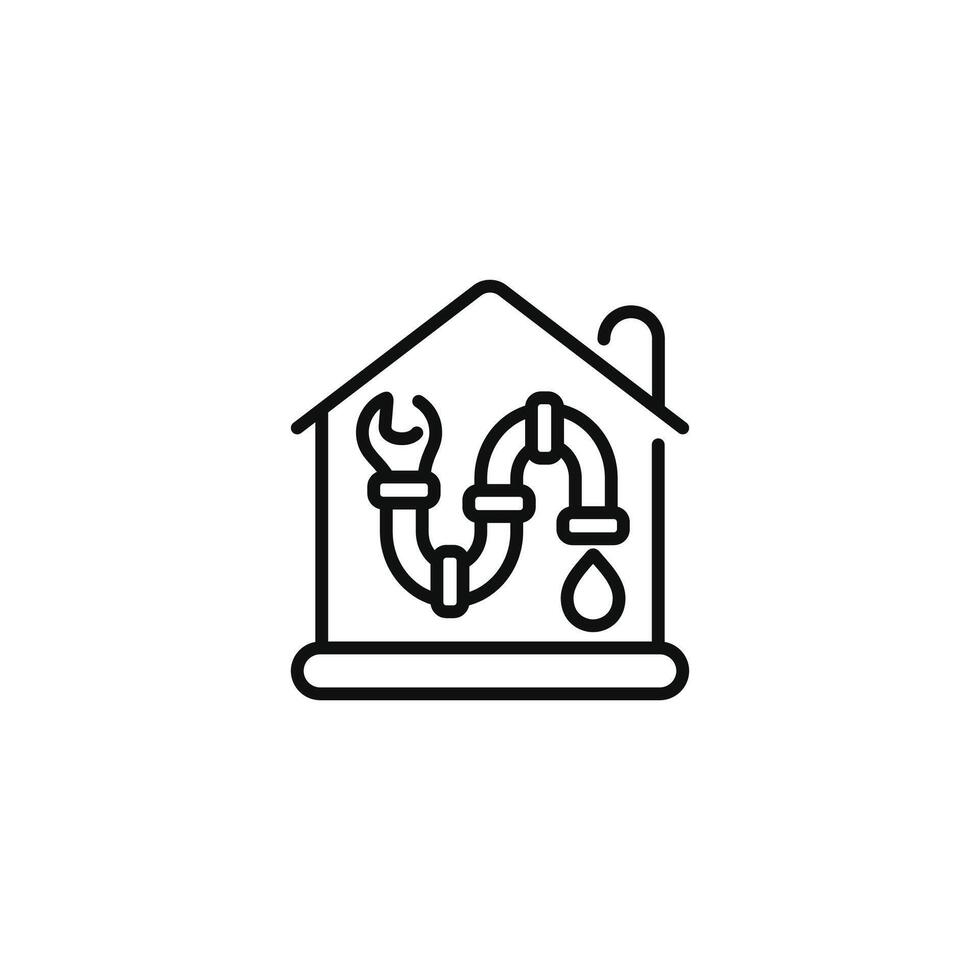 Plumbing line icon isolated on white background vector