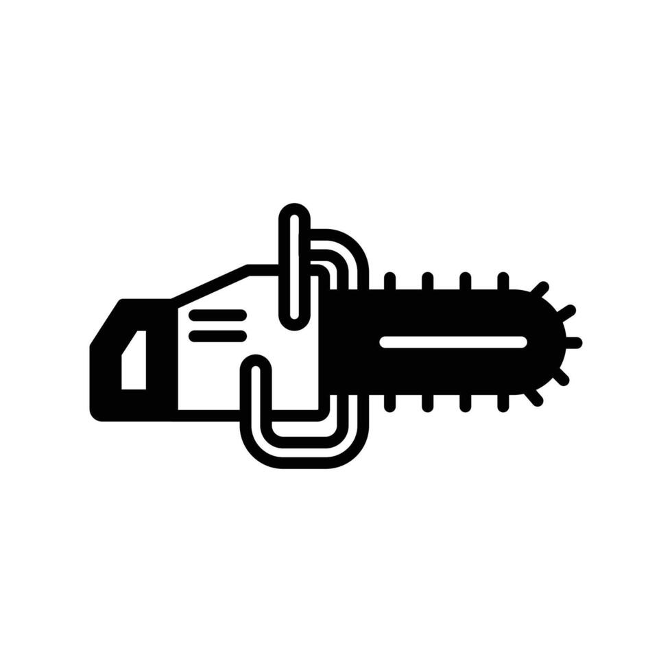 Chain Saw icon. black fill icon vector