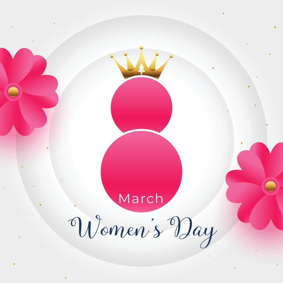 beautiful women's day celebration background with golden crown design vector