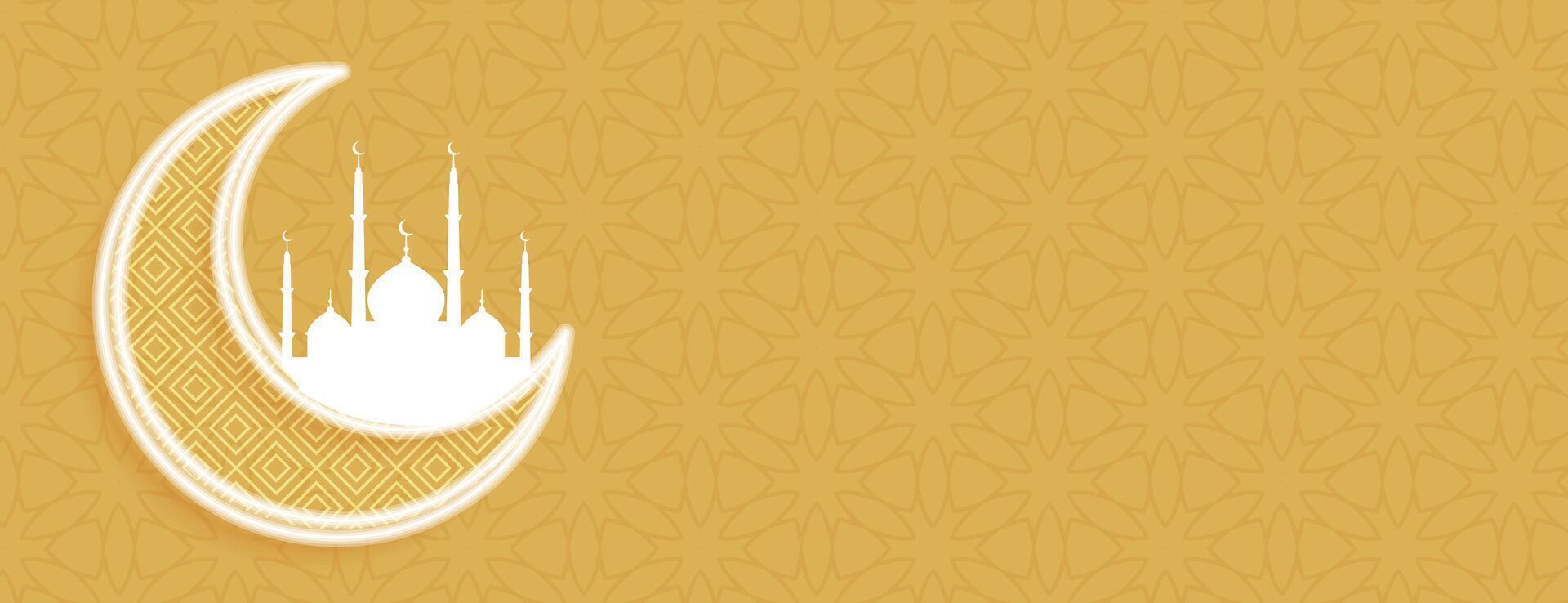 elegant eid ul fitr festival banner with islamic decoration vector
