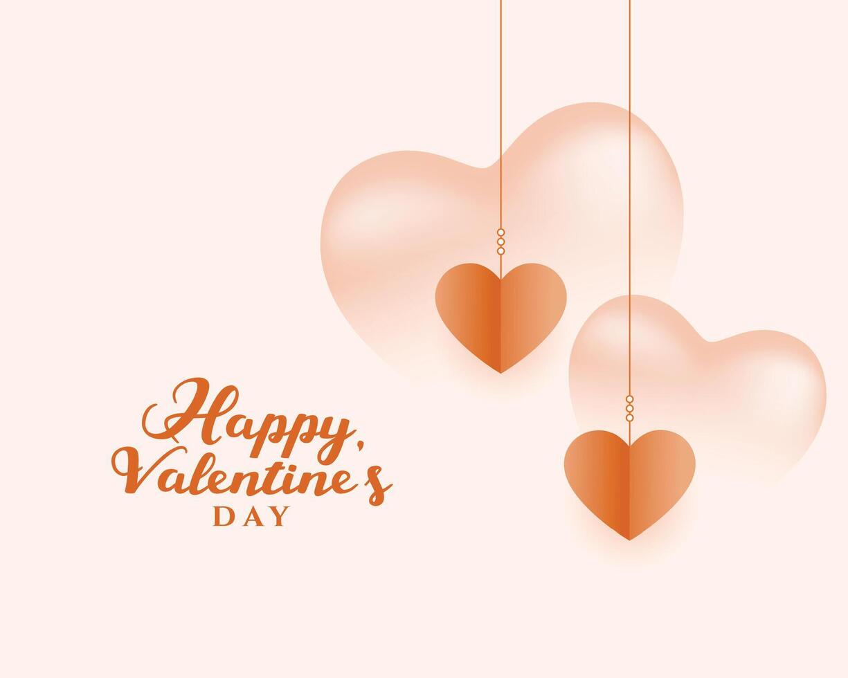 hanging style paper hearts for valentines day celebration vector