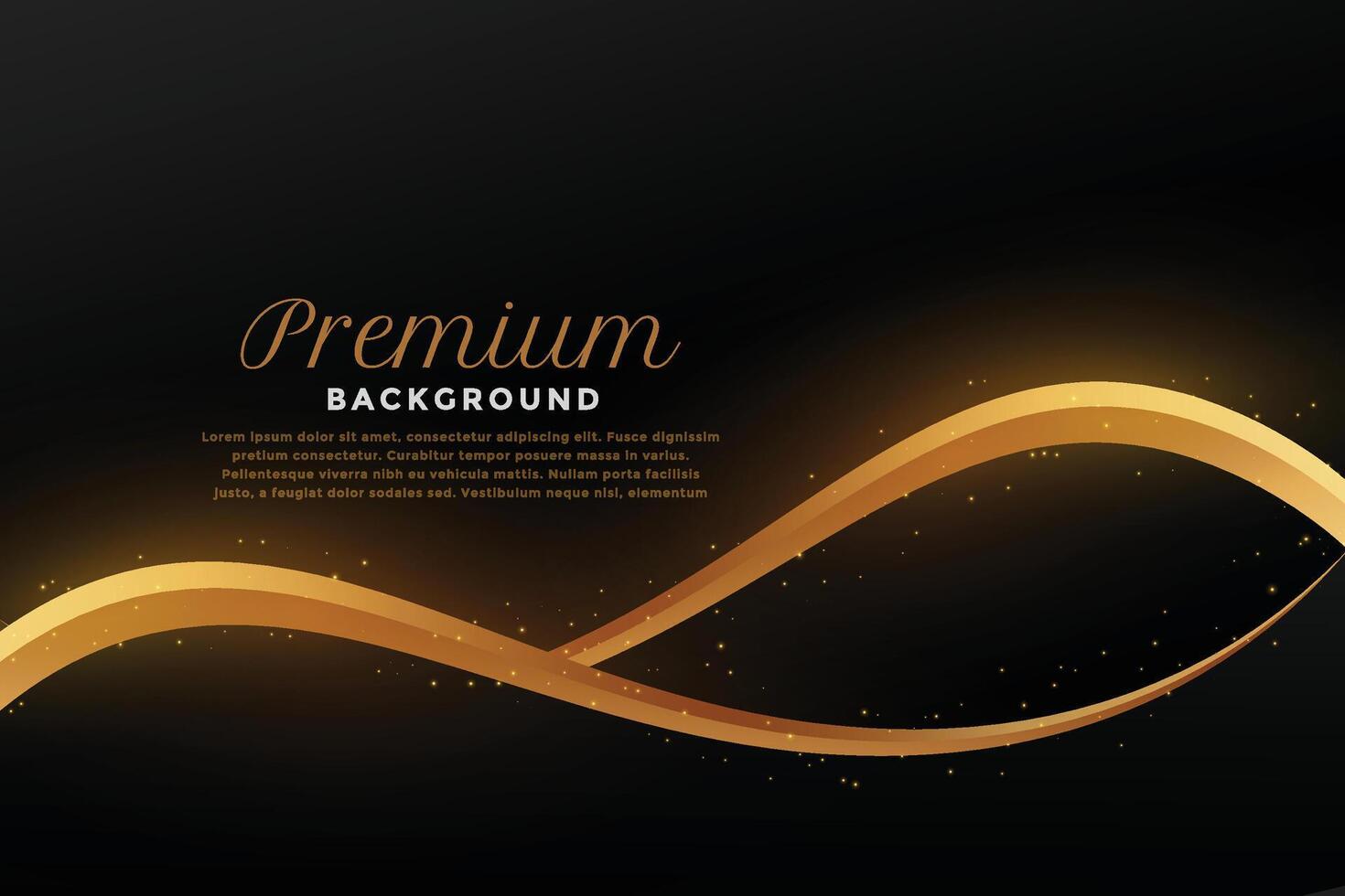 golden flowing wave on black background vector