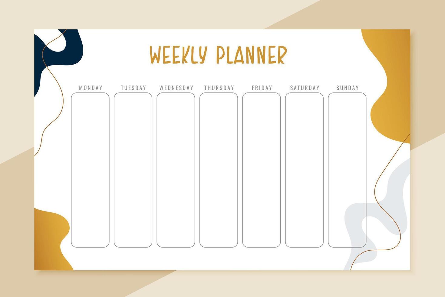 week plan template for everyday vector