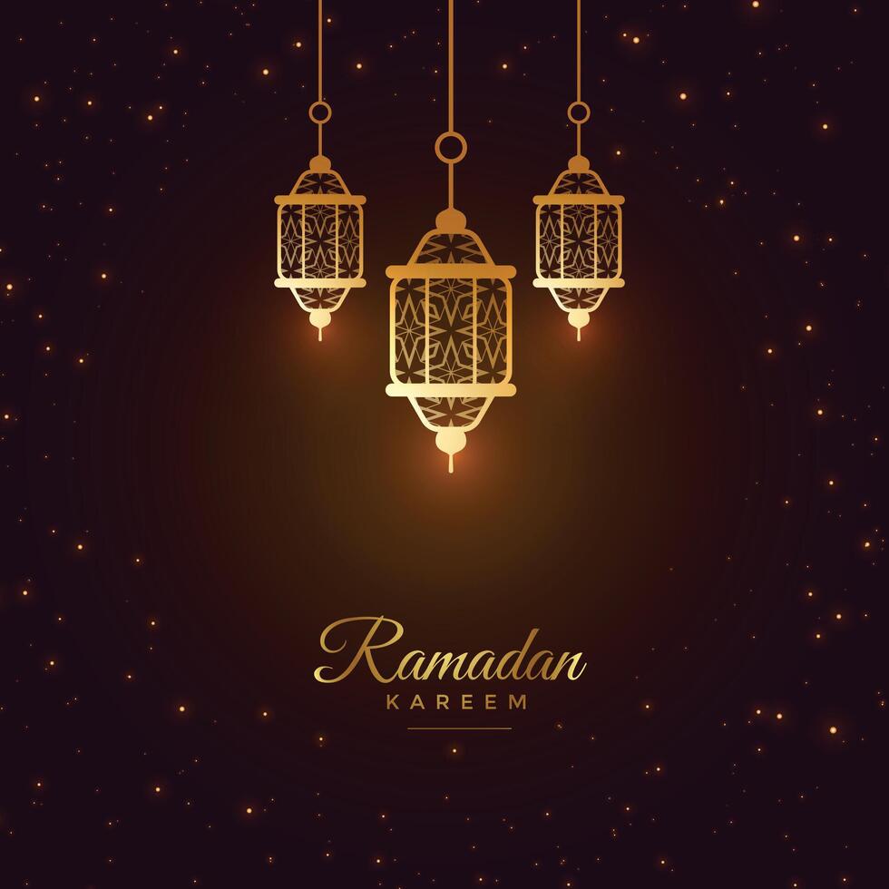 beautiful ramadan kareem glowing lantern greeting vector