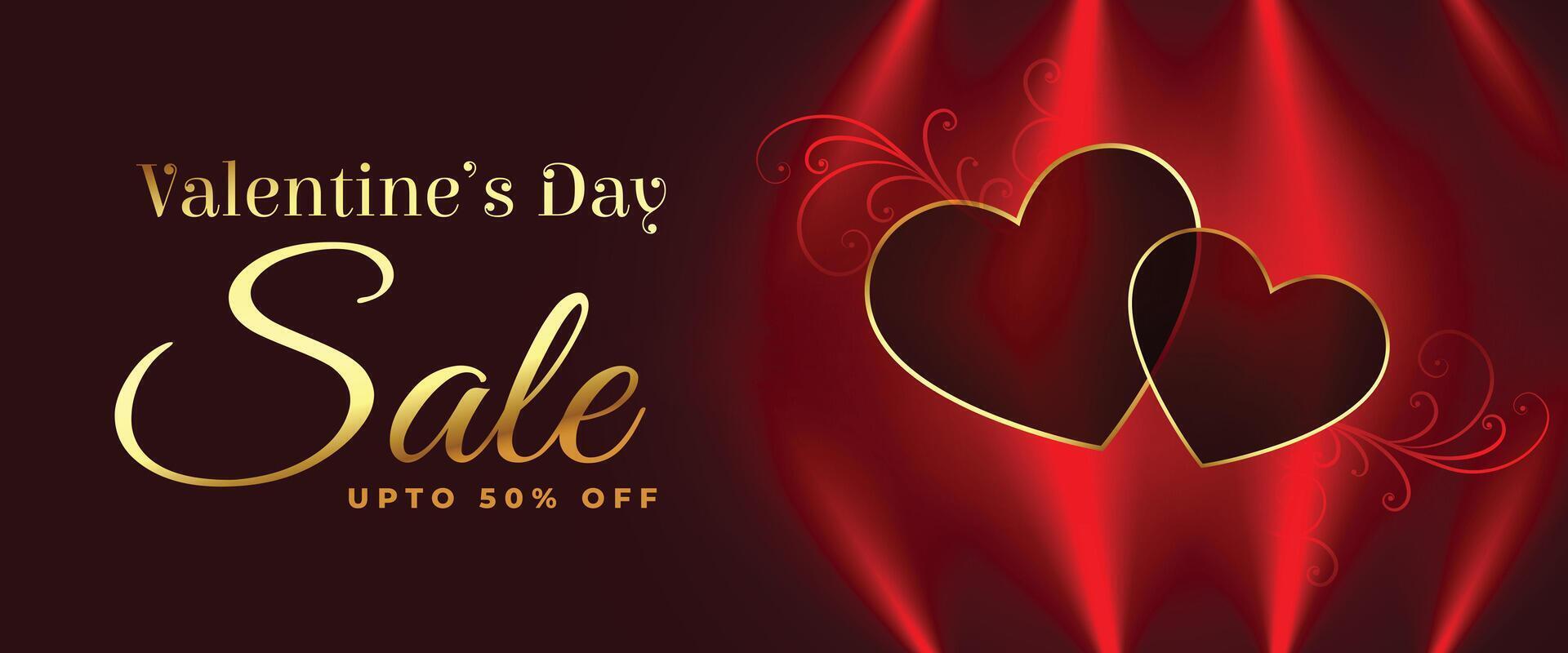 valentines day sale and discount banner with couple hearts vector