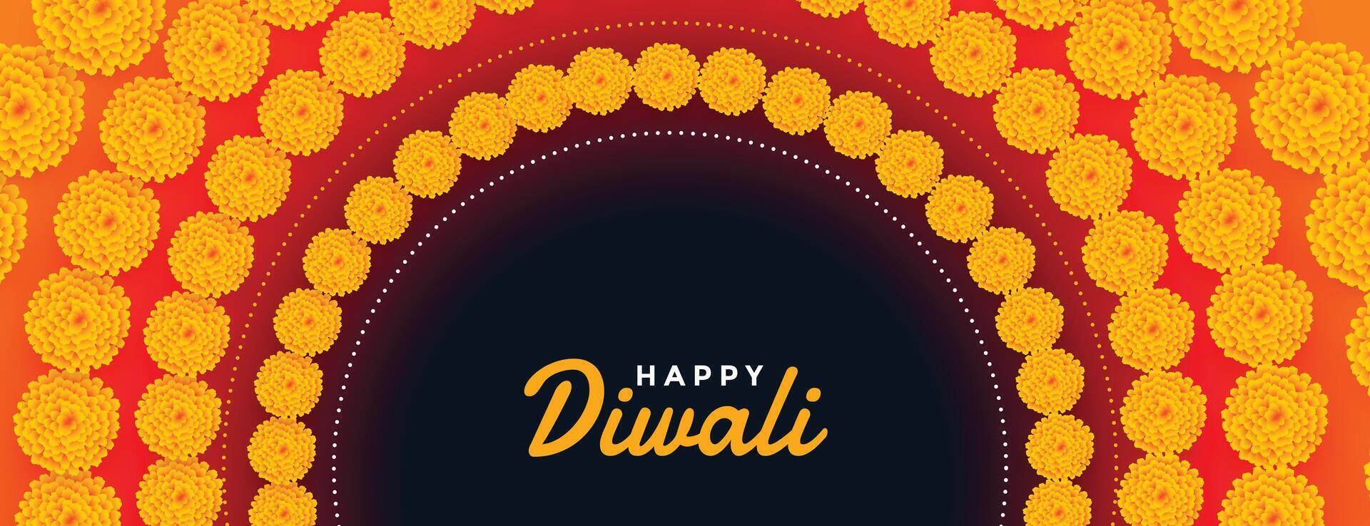 contento diwali flor decorativo indio estilo bandera vector