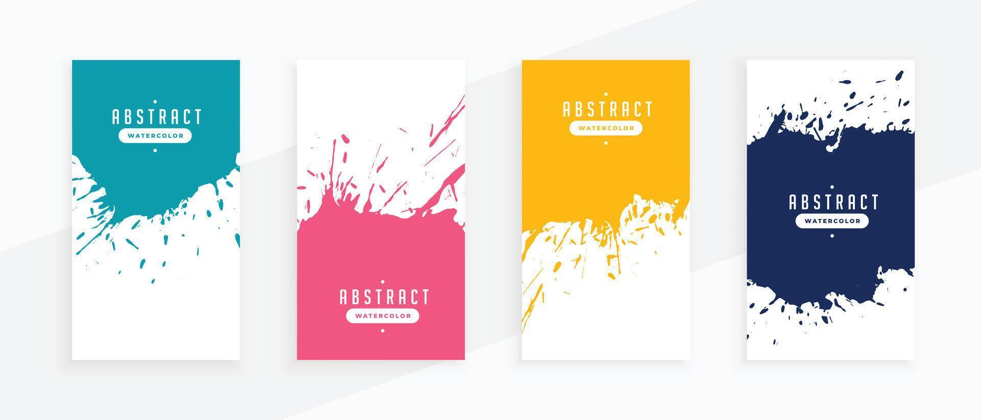 abstract splatter banners set in four colors vector